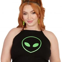Rock & Rose Clothing I Come In Peace Alien Halter Top