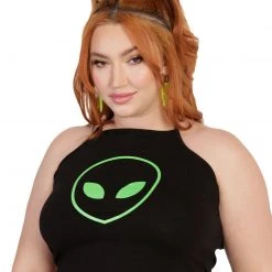 Rock & Rose Clothing I Come In Peace Alien Halter Top