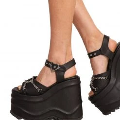 Demonia Cross My Heart Platform Sandals Shoes