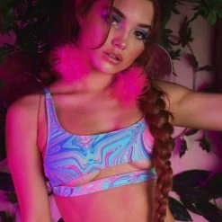 Dippin Daisies New Arrivals Recycled Fabric Melted Marble Underboob Crop Top