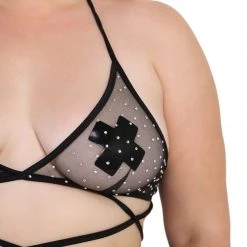 OhYes Clothing Midnight Sparkle Rhinestone Wrap Around Top