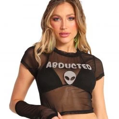Clara Story Abducted Cropped Mesh Tee