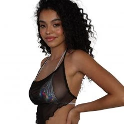 One By One Apparel Tops Afterlife Mesh Halter Top