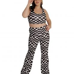 Cherry Mellow, Inc. Clothing Ahead Of The Game Checkered Bell Bottoms