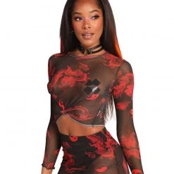 Rock & Rose New Arrivals Animal Instinct Mesh Long Sleeve Top