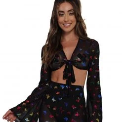 OhYes BB Ur So Fly Mesh Front Tie Top Tops