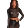 Hot & Delicious Black Bead Bling It On Rhinestone Crop Top Clothing