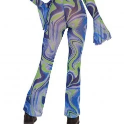 Hot & Delicious Black Bead Blue Blossom Bell Bottoms