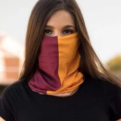INTO THE AM Burgundy And Gold Seamless Mask Bandana