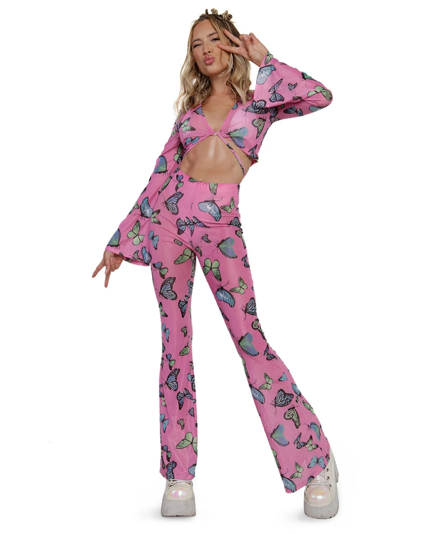 Cherry Mellow, Inc. Butterfly Groove Mesh Bell Bottoms 3 Cherry Mellow, Inc. Butterfly Groove Mesh Bell Bottoms
