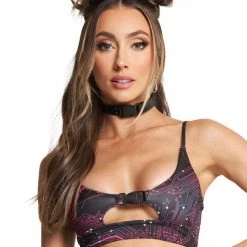 iHeartRaves Elegant Shop 17 Cherry Mellow, Inc. Circuit Board Speed Clasp Crop Top