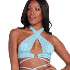 OhYes Cotton Candy Craze Rhinestone O-Ring Halter Top Tops