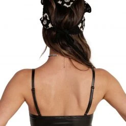 OhYes Dark Matter Faux Leather O-Ring Bralette Clothing