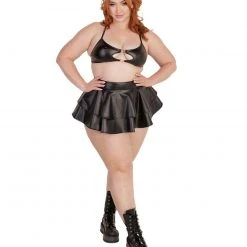 OhYes Dark Matter Faux Leather O-Ring Bralette Clothing