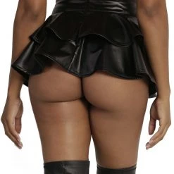 OhYes Dark Matter Faux Leather Skater Skirt Clothing