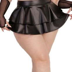 OhYes Dark Matter Faux Leather Skater Skirt Clothing