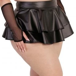 OhYes Dark Matter Faux Leather Skater Skirt Clothing