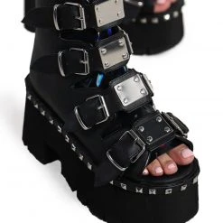 Shoes Demonia Back To Black Metal-Studded Ankle Boots