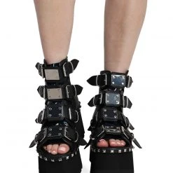Shoes Demonia Back To Black Metal-Studded Ankle Boots