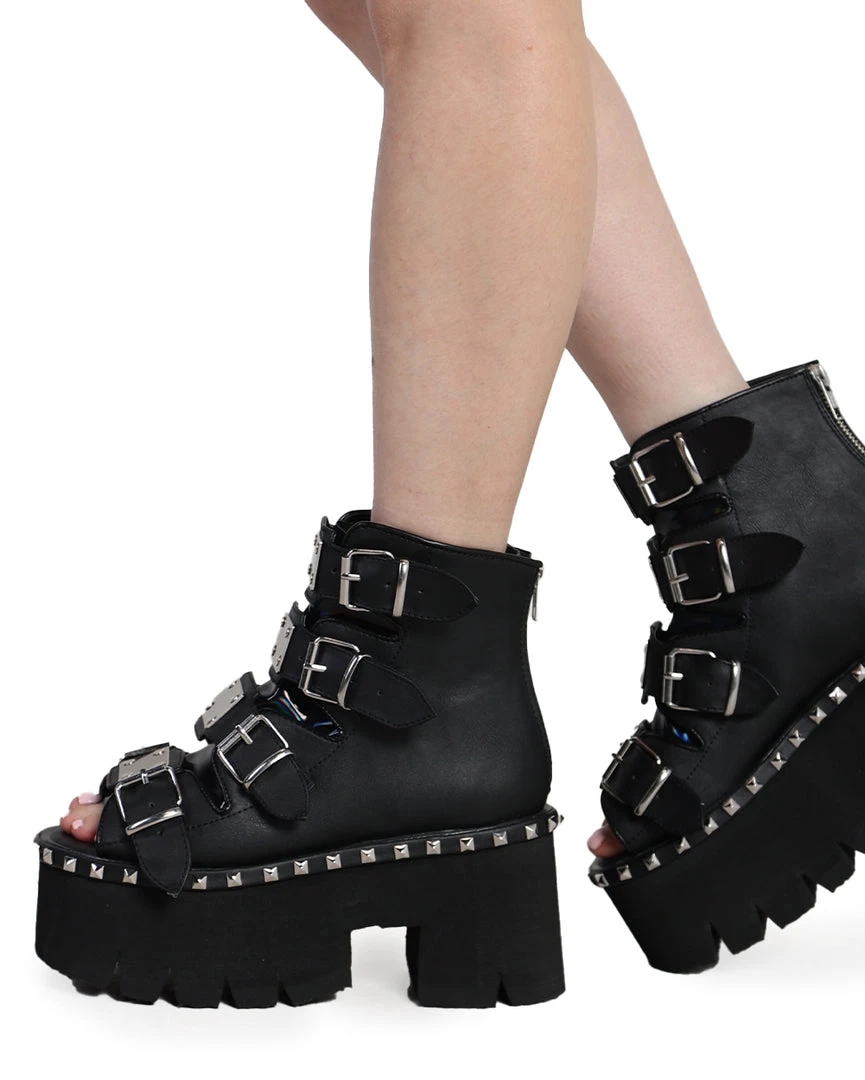 Shoes Demonia Back To Black Metal-Studded Ankle Boots 3 Shoes Demonia Back To Black Metal-Studded Ankle Boots