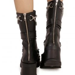 Demonia Can't Escape Metal Chain Platform Boots Shoes