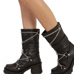 Demonia Can't Escape Metal Chain Platform Boots Shoes
