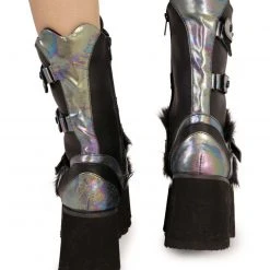 Shoes Demonia Rainbow Foil Platform Boots