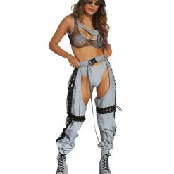 Hot & Delicious Black Bead Let There Be Light Reflective Cross-Stitched Chaps 9 Hot & Delicious Black Bead Let There Be Light Reflective Cross-Stitched Chaps