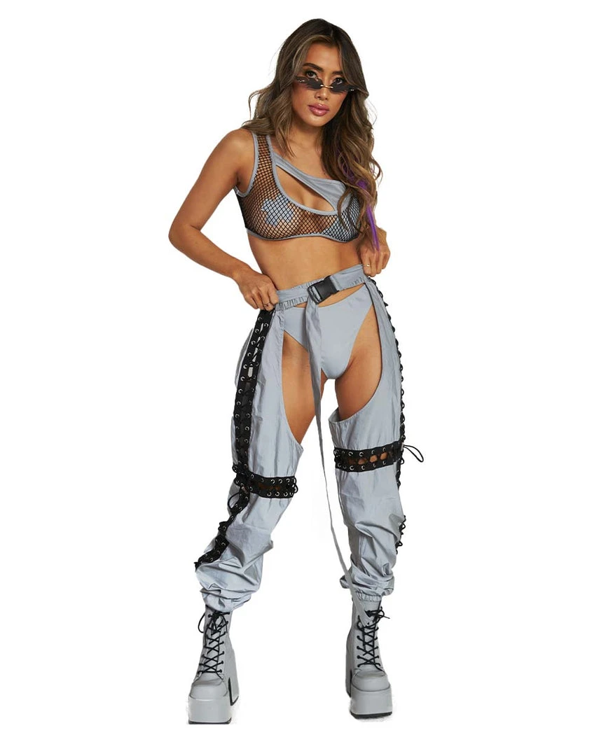 Hot & Delicious Black Bead Let There Be Light Reflective Cross-Stitched Chaps 4 Hot & Delicious Black Bead Let There Be Light Reflective Cross-Stitched Chaps