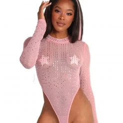 Hot & Delicious Black Bead Clothing Down If U Are Long Sleeve Bodysuit