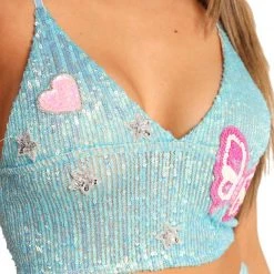 EastnWest Label Believe In Fairies Butterfly Sequin Top