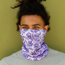 INTO THE AM Violet Roses Seamless Mask Bandana