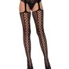 Leg Avenue Faux Lace Up Stockings With Attached Garter Belt