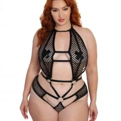 Music Legs Frisky Kitty Strappy Bodysuit