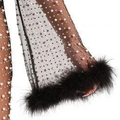 Hot & Delicious Black Bead Dresses & Sets Glamour Girl Pearl Studded Marabou Pants Set 7 Hot & Delicious Black Bead Dresses & Sets Glamour Girl Pearl Studded Marabou Pants Set