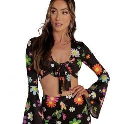 Cherry Mellow, Inc. Groovy Avenue Front-Tie Top Clothing 17 Cherry Mellow, Inc. Groovy Avenue Front-Tie Top Clothing