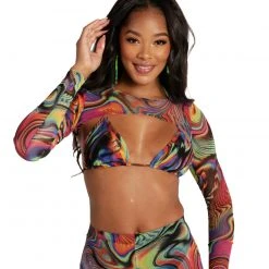 One By One Apparel Groovy Gal Ultra Crop Long Sleeve