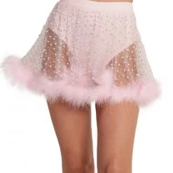 Hot & Delicious Black Bead Clothing Happy Ever After Marabou Mesh Skirt