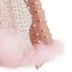 Hot & Delicious Black Bead Happy Ever After Marabou Mesh Top