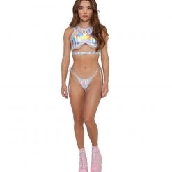 Roma Holo Halo Cutout Crop Top