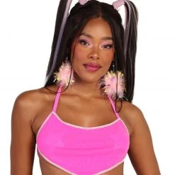 OhYes Hot Pink Frequency Rhinestone Halter Top