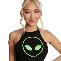 Rock & Rose Clothing I Come In Peace Alien Halter Top