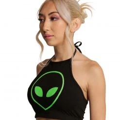 Rock & Rose Clothing I Come In Peace Alien Halter Top