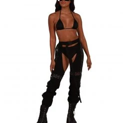 Hot & Delicious Black Bead Clothing I'm Unorthodox Cross Stitched Chaps