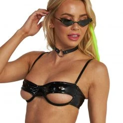 OhYes Clothing In Charge Of Looks Vinyl Underboob Top