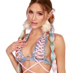 J. Valentine X IHR Milky Way Holo Lace Up Top Clothing