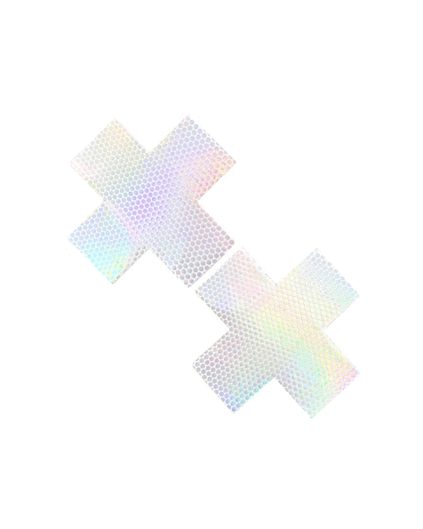 Neva Nude Liquid Pure White Hologram Cross Pasties Trending Now 1 Neva Nude Liquid Pure White Hologram Cross Pasties Trending Now