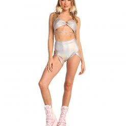 Day G New Arrivals Holo Badd Girl High Waisted Harness Booty Shorts