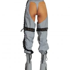 Hot & Delicious Black Bead Let There Be Light Reflective Cross-Stitched Chaps 11 Hot & Delicious Black Bead Let There Be Light Reflective Cross-Stitched Chaps