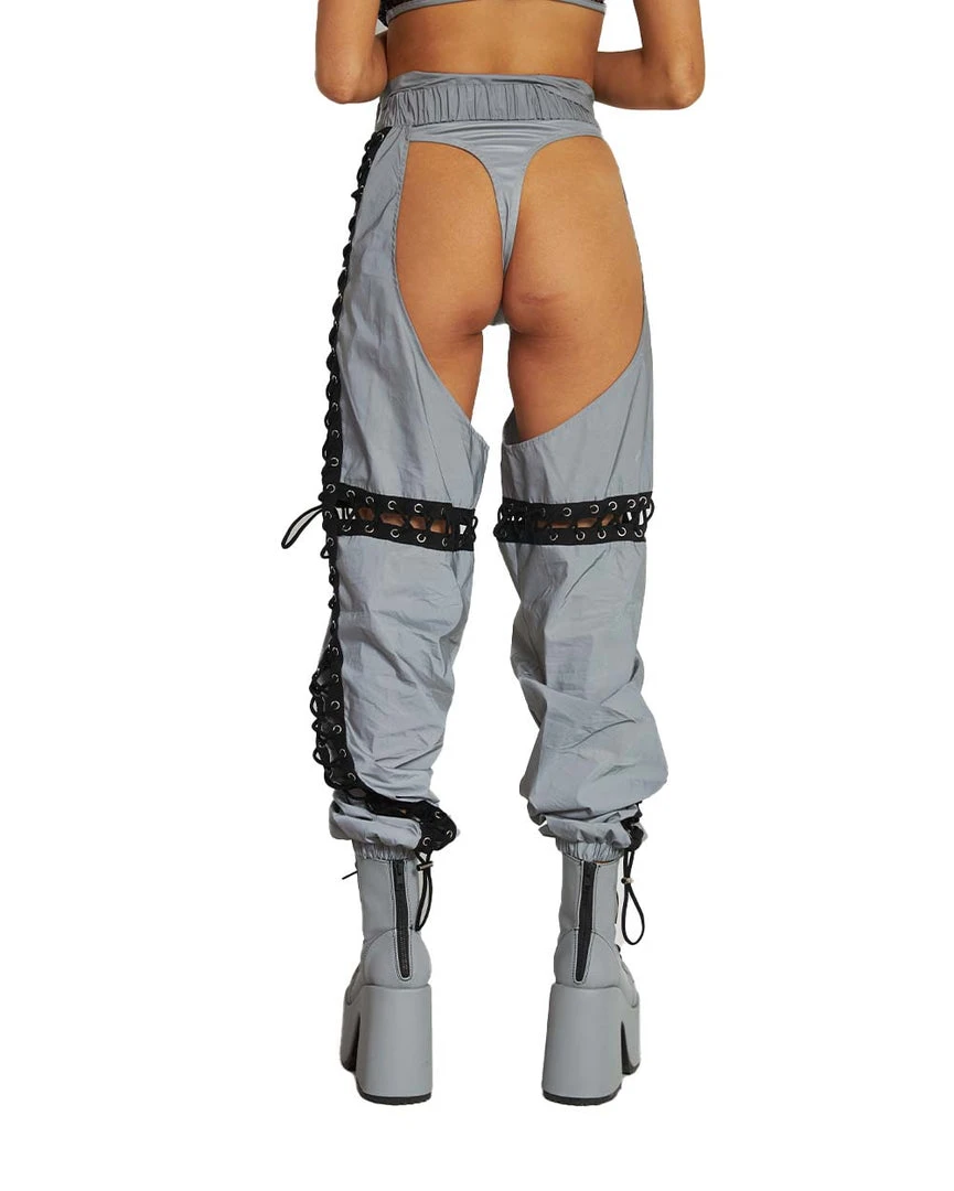 Hot & Delicious Black Bead Let There Be Light Reflective Cross-Stitched Chaps 6 Hot & Delicious Black Bead Let There Be Light Reflective Cross-Stitched Chaps